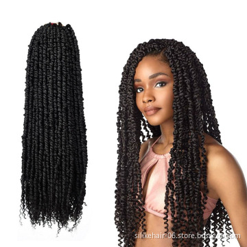 Hot Cake 22 inches Brown Black Pre-looped Braiding For Women Synthetic Crochet Braid Hair Extensions Pre-twisted Passion Twist